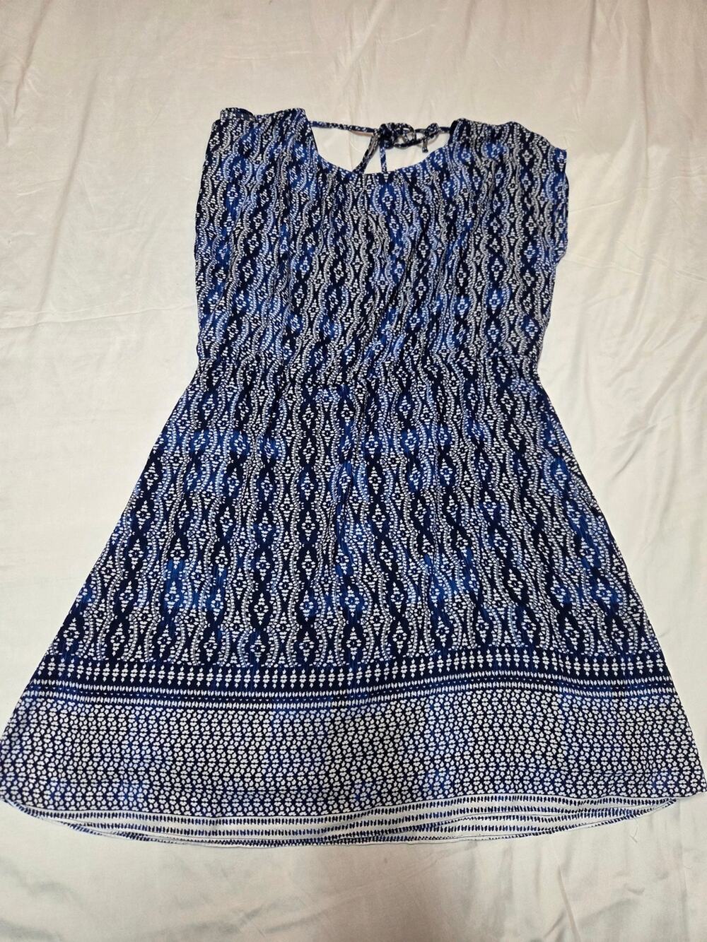 The Limited Navy and White Printed Tie-Back Dress